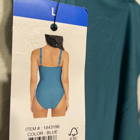 NWT! DKNY Women's One piece Swimsuit - Turquoise Blue, Sizes L + XL - Picture 6 of 11